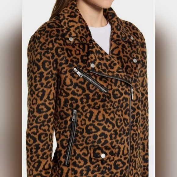 Avec Les Filles Jackets & Blazers - NWT Avec Les Filles Wool Leopard Print Moto Jacket